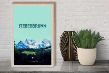 Panneau en bois voyage 30x40cm Fieberbrunn Autriche randonnée en forêt 3