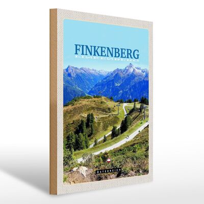 Cartel de madera viaje 30x40cm Finkenberg vista de los bosques montañas
