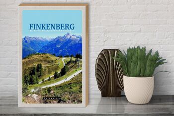 Panneau en bois voyage 30x40cm Finkenberg vue sur les forêts et les montagnes 3