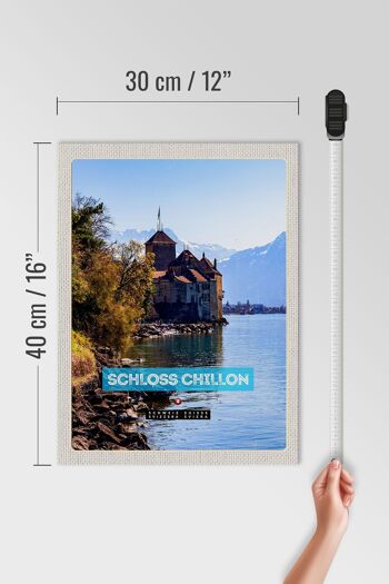 Panneau en bois voyage 30x40cm Lac Léman Suisse Château de Chillon 4