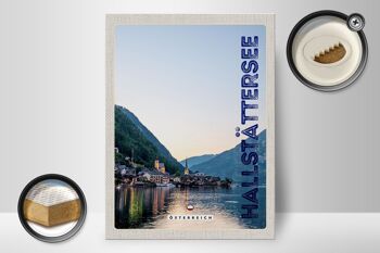 Panneau en bois voyage 30x40cm vue sur le lac Hallstatt Autriche 2