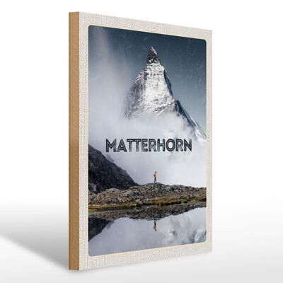 Cartel de madera viaje 30x40cm Matterhorn Suiza caminata montaña