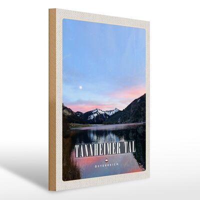 Cartel de madera viaje 30x40cm Tannheimer Tal Lago Naturaleza Amanecer