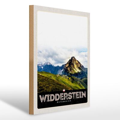 Holzschild Reise 30x40cm Widderstein Österreich Berge Natur