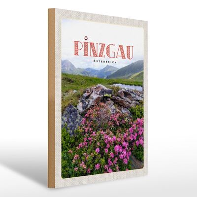 Cartel de madera viaje 30x40cm Pinzgau Austria flores naturaleza montañas