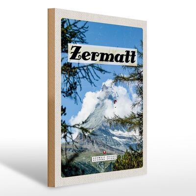 Cartel de madera viaje 30x40cm Zermatt Suiza Árbol de Navidad invierno