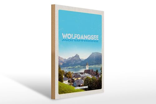 Holzschild Reise 30x40cm Wolfgangsee See Natur Urlaubsziele