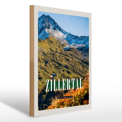 Cartel de madera viaje 30x40cm Zillertal montañas naturaleza bosques vacaciones