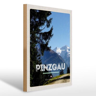 Cartel de madera viaje 30x40cm Bosques de Pinzgau naturaleza caminata montañas