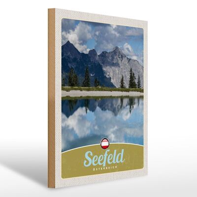 Cartel de madera viaje 30x40cm Seefeld Austria bosque senderismo naturaleza