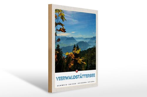 Holzschild Reise 30x40cm Vierwaldstättersee Wanderung Natur