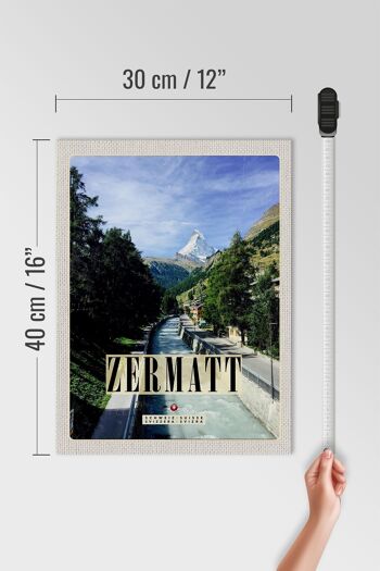Panneau en bois voyage 30x40cm Zermatt ruisseau forêts lieu de vacances 4
