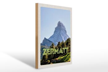 Panneau en bois voyage 30x40cm Zermatt vue station de vacances 1
