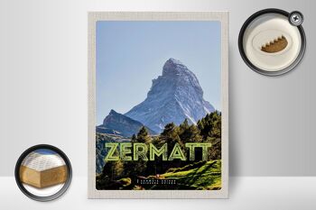 Panneau en bois voyage 30x40cm Zermatt vue station de vacances 2