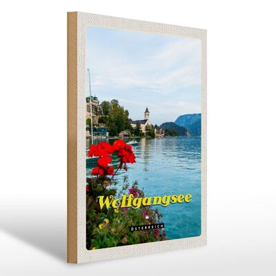 Cartello in legno da viaggio 30x40 cm Lago Wolfgangsee vacanza in famiglia natura