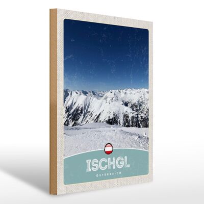 Cartel de madera viaje 30x40cm Ischgl Austria bosques de invierno vacaciones