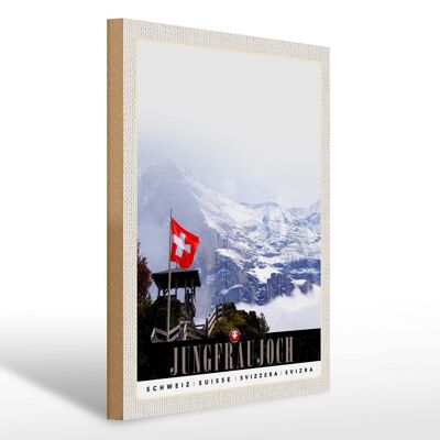 Cartel de madera viaje 30x40cm Jungfraujoch Suiza invierno sueño naturaleza