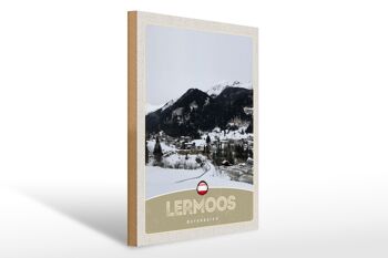 Panneau en bois voyage 30x40cm Lermoos Autriche forêts hivernales 1