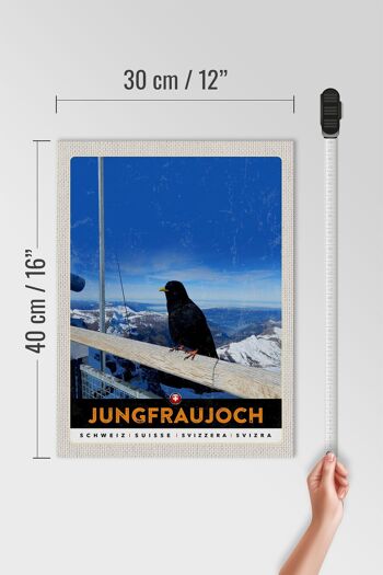 Panneau en bois voyage 30x40cm Jungfraujoch Suisse corbeau hiver nature 4