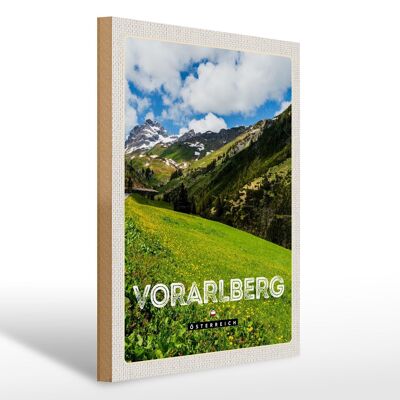 Holzschild Reise 30x40cm Vorarlberg Österreich Wälder Natur