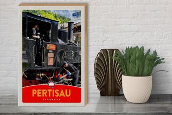 Panneau en bois voyage 30x40cm Pertisau Autriche locomotive vacances 3