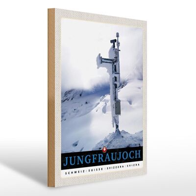 Cartel de madera viaje 30x40cm Jungfraujoch Suiza invierno naturaleza