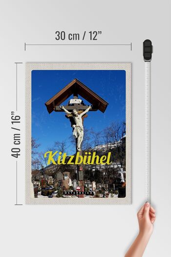 Panneau en bois voyage 30x40cm Kitzbühel Autriche Sculpture de Jésus 4