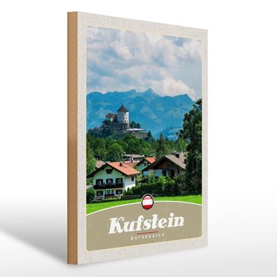 Cartel de madera viaje 30x40cm Kufstein Austria bosques montañas naturaleza
