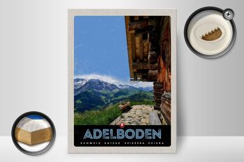 Panneau en bois voyage 30x40cm Adelboden Suisse vue sur les montagnes 2