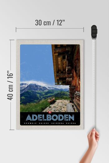 Panneau en bois voyage 30x40cm Adelboden Suisse vue sur les montagnes 4