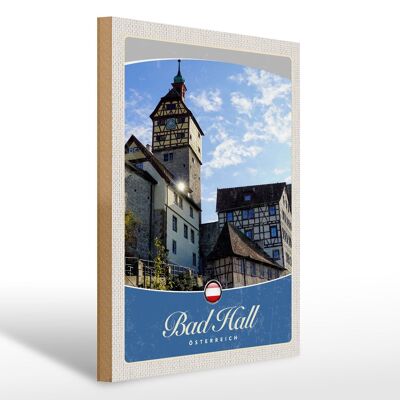 Cartel de madera viaje 30x40cm Bad Hall Building Medieval Holiday