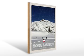 Panneau en bois voyage 30x40cm Hohe Tauern randonnée à ski randonnée neige 1