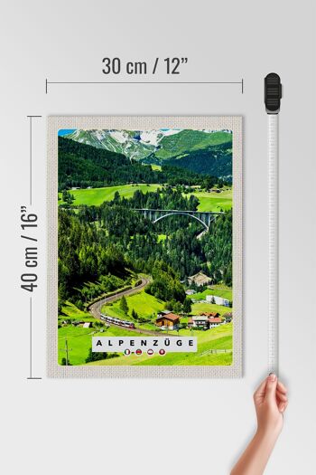 Panneau en bois voyage 30x40cm Trains alpins Suisse Autriche pont 4