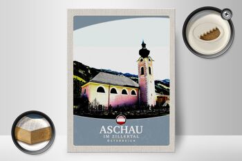 Panneau en bois voyage 30x40cm Aschau im Zillertal Autriche église 2