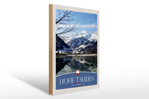 Holzschild Reise 30x40cm Hohe Tauern Winterurlaub Schnee Winter