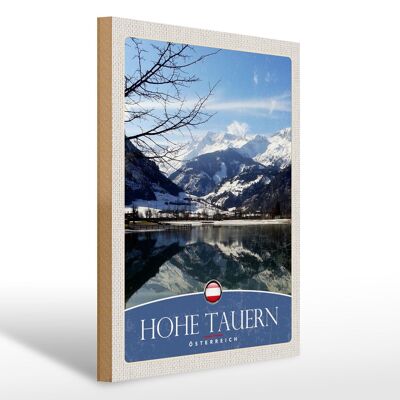 Holzschild Reise 30x40cm Hohe Tauern Winterurlaub Schnee Winter