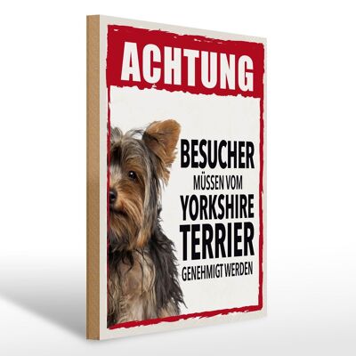 Cartello in legno con scritta 30x40 cm Animali Attenzione Yorkshire Terrier