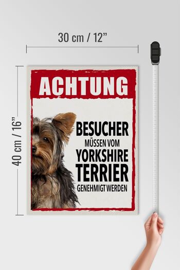 Panneau en bois disant 30x40cm Animaux Attention Yorkshire Terrier 4