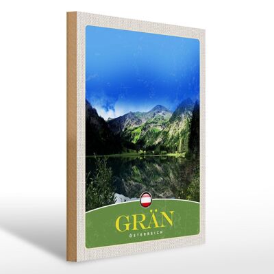 Cartello in legno da viaggio 30x40 cm Grän Austria foreste lago natura montagna