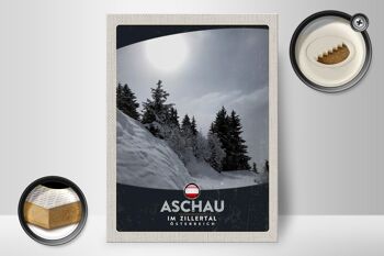 Panneau en bois voyage 30x40cm Aschau im Zillertal Autriche neige 2