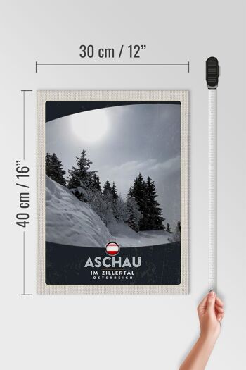 Panneau en bois voyage 30x40cm Aschau im Zillertal Autriche neige 4