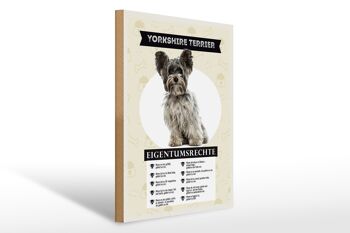 Panneau en bois indiquant les droits de propriété du Yorkshire Terrier, 30x40cm 1
