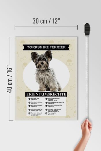 Panneau en bois indiquant les droits de propriété du Yorkshire Terrier, 30x40cm 4