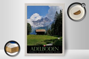 Panneau en bois voyage 30x40cm Adelboden Suisse chalet forestier 2