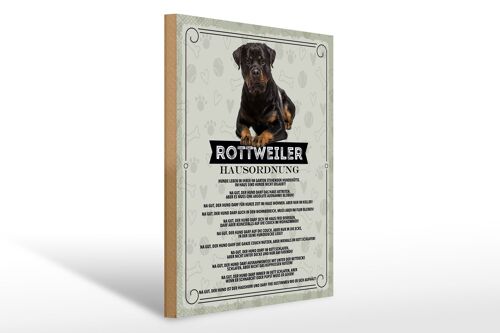 Holzschild Spruch 30x40cm Tiere Rottweiler Hausordnung Hunde