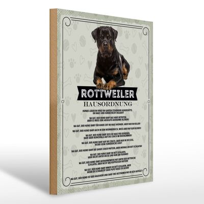 Holzschild Spruch 30x40cm Tiere Rottweiler Hausordnung Hunde