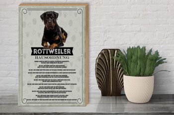 Panneau en bois disant 30x40cm animaux Rottweiler règles de la maison chiens 3