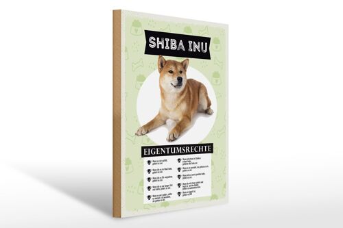 Holzschild Spruch 30x40cm Shiba Inu Eigentumsrechte Geschenk