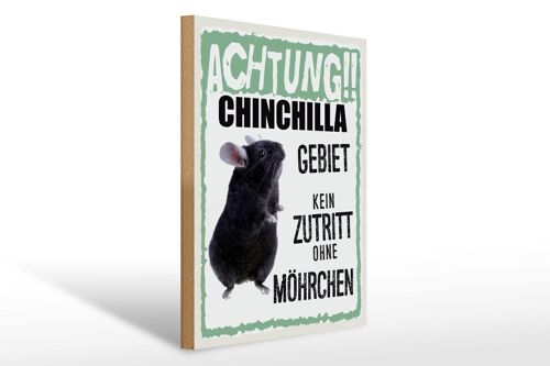 Holzschild Spruch 30x40cm Tiere Achtung Chinchilla Gebiet