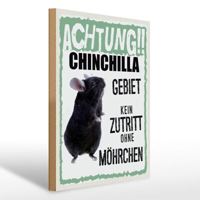 Holzschild Spruch 30x40cm Tiere Achtung Chinchilla Gebiet